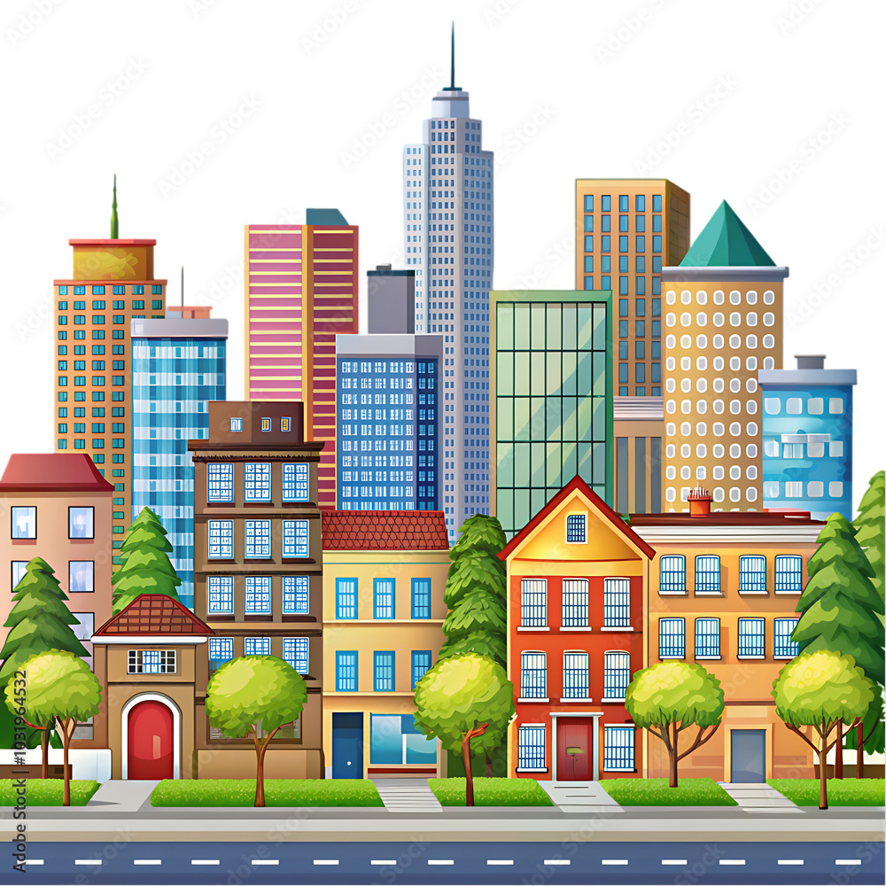 Fototapeta premium Minimalistic Vector Art Of Charlotte39s Skyline On A Sunny Day