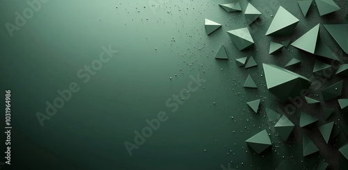 Geometric green pattern with varying triangular shapes on a textured surface
