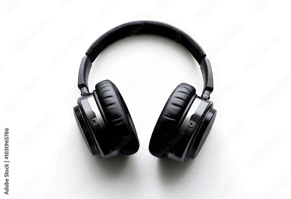 Fototapeta premium Black Headphones on White Background 
