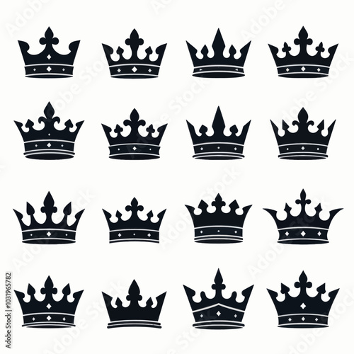 Black Crown Icons Set 
