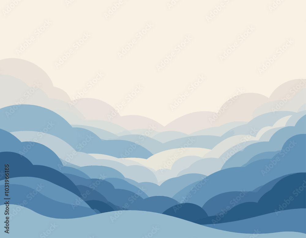 Fototapeta premium Blue Gradient Mountain Landscape 