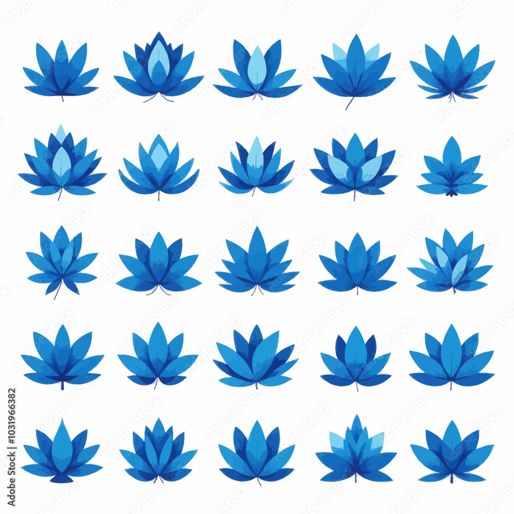 Fototapeta premium Blue Lotus Flower Set - 25 Variations 