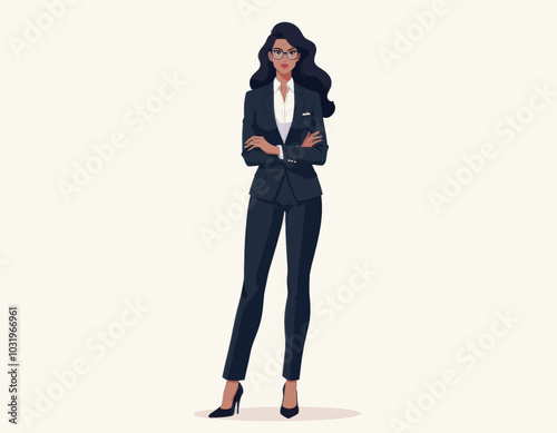 Businesswoman in Suit and Glasses 
