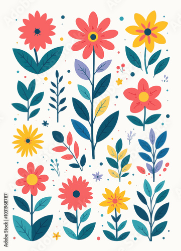 Wallpaper Mural Colorful Floral Illustration 
 Torontodigital.ca