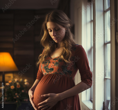 Pregnant Woman Relaxing at Home