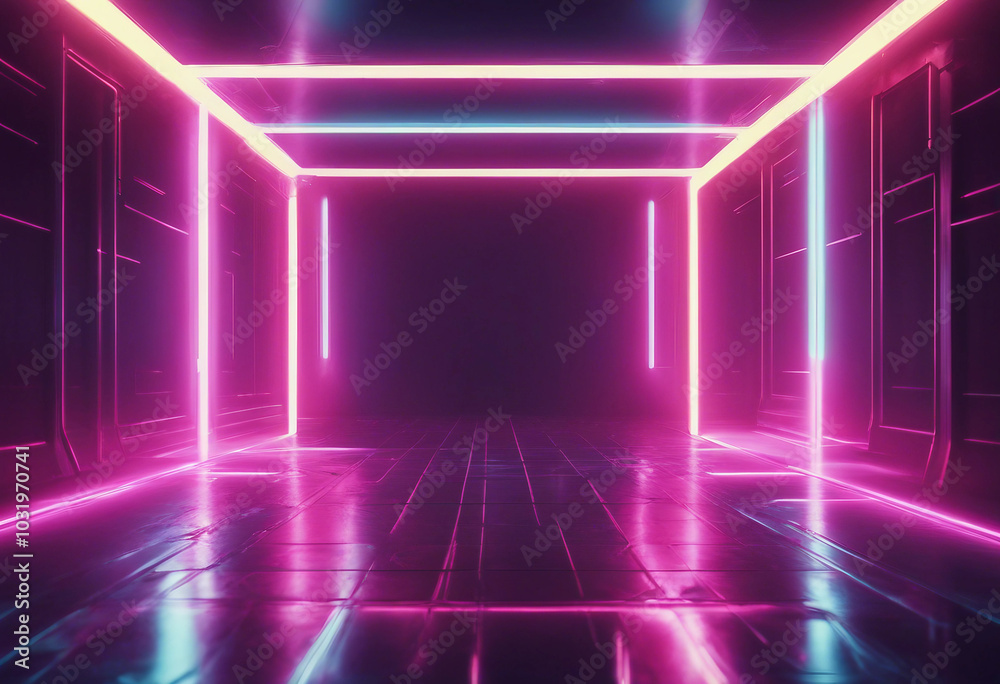 3d technology abstract neon light background empty space scene spotlight dark night virtual reality 3d technology abstract neon light background empty space scene spotlight dark night virtual reality