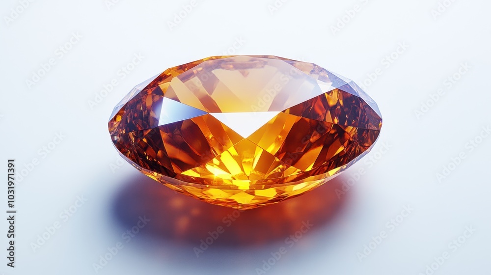 Radiant amber gemstone captured in soft light, showcasing brilliant facets and rich color, a symbol of luxury and elegance Radiant amber gemstone captured in soft light, showcasing brilliant facets and rich color, a symbol of luxury and elegance