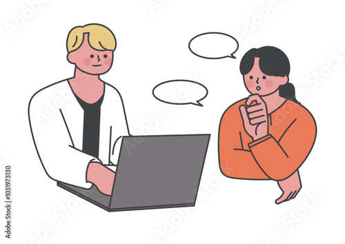 同僚に相談している女性