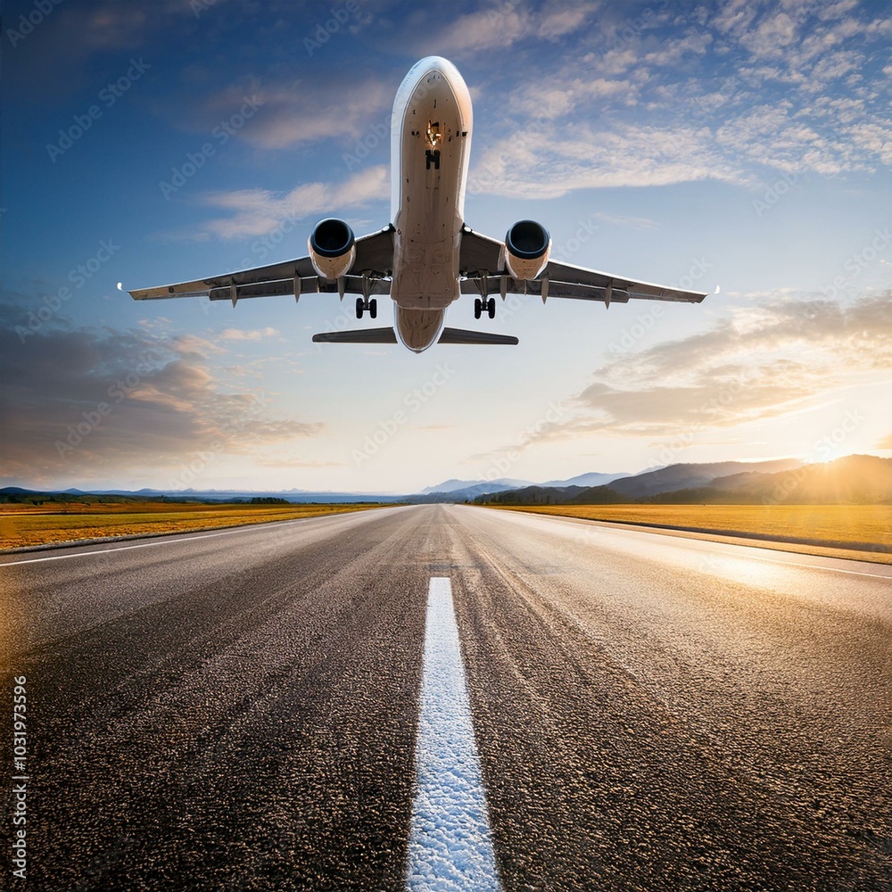Fototapeta premium aircraft taking off, AI generated