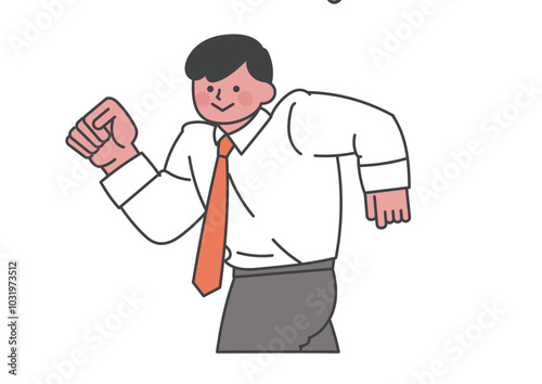 急げのポーズをしている男性