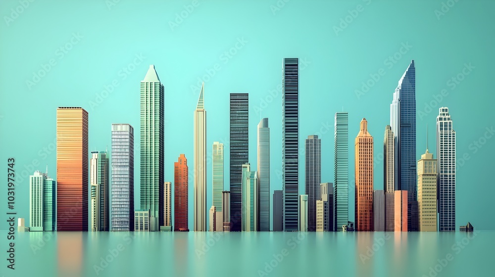 Obraz premium Skyscraper Bar Graph Visualizing Economic Growth Across Sectors