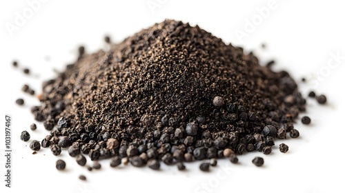 Ground black pepper isolated on a white background. 