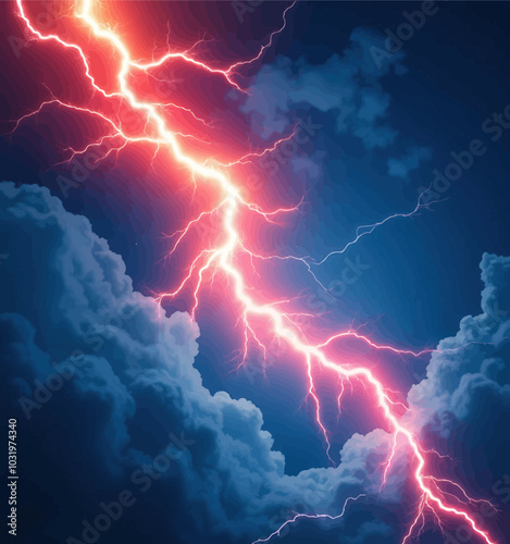 Lightning Bolt Through Storm Clouds 
