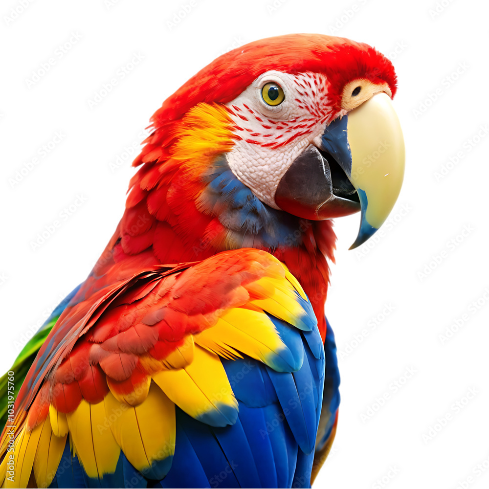 Closeup shot of a macaw parrot with colorful feathers Closeup shot of a macaw parrot with colorful feathers