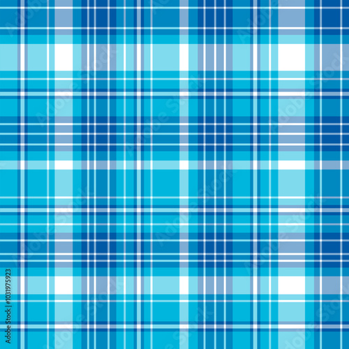 Seamless pattern in magical light and dark blue and white colors for plaid, fabric, textile, clothes, tablecloth and other things. Vector image.