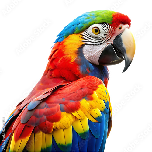 Closeup shot of a macaw parrot with colorful feathers
