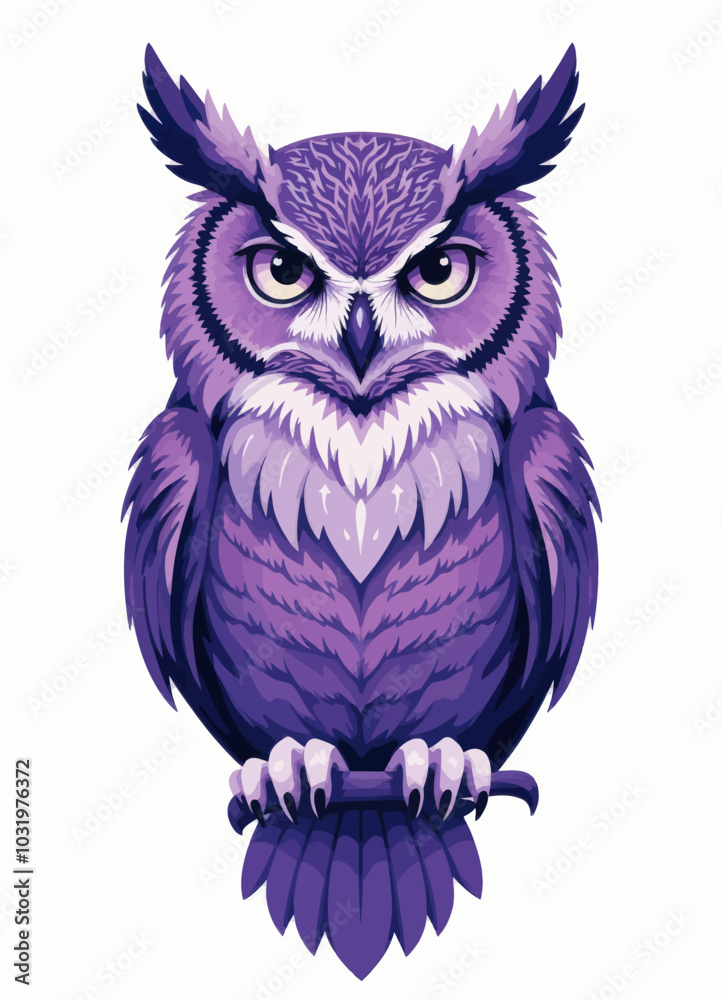 Obraz premium Purple Owl Illustration on Branch