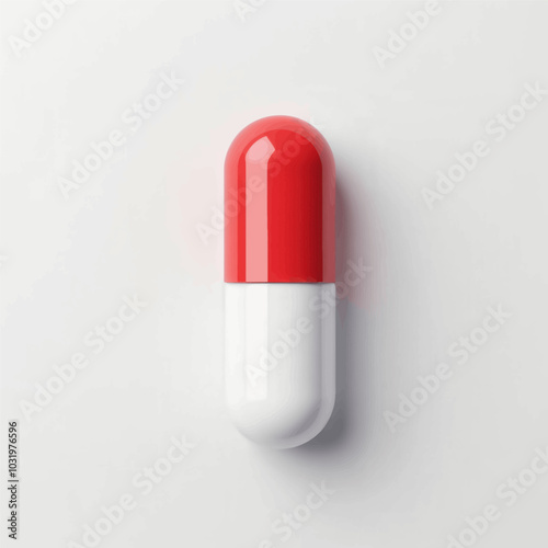Red and White Capsule on White Background