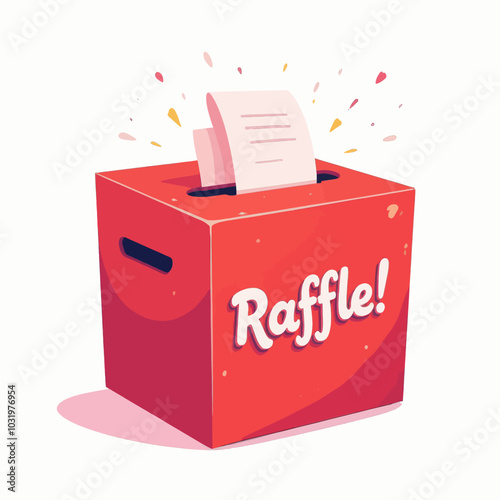 Red Raffle Box with Paper Inside