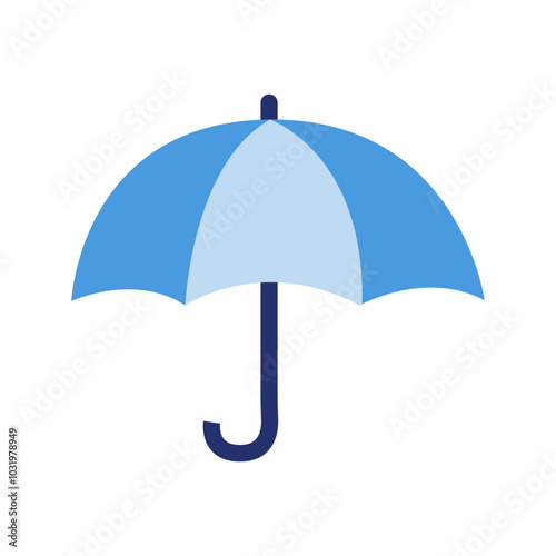 Blue umbrella. Color simple flat illustration.