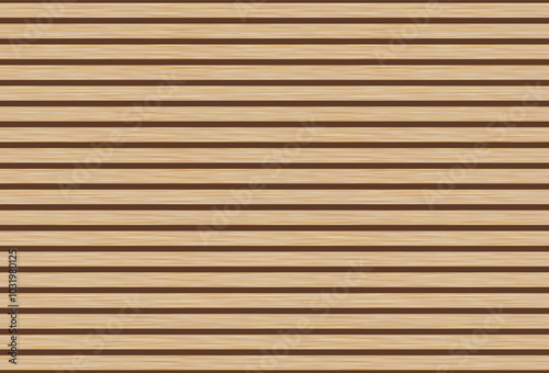 Wooden panel wall background. Horizontal wooden planks with seamless pattern creating rustic backdrop. Light and dark stripes emphasize texture and natural wood grain. Furniture design.