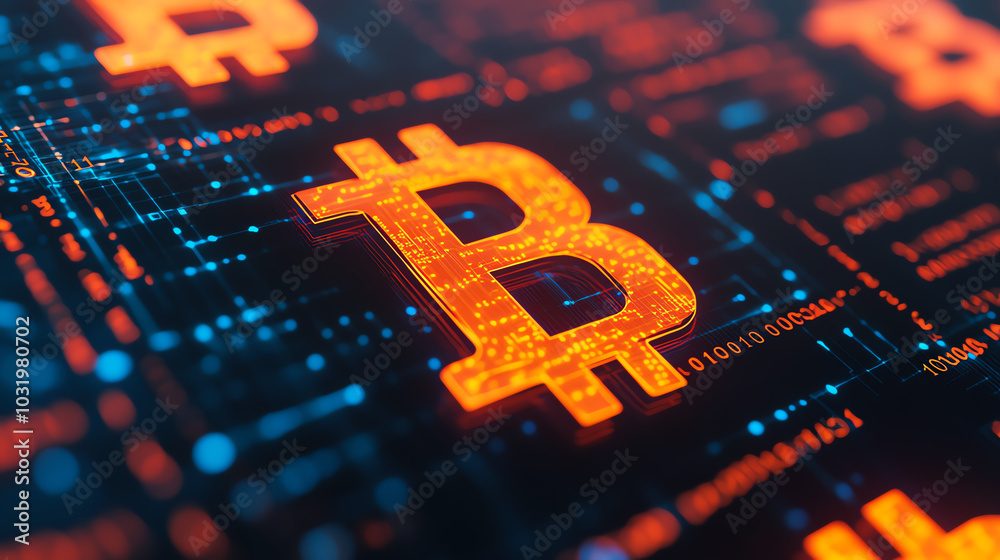 Stunning close-up view of glowing Bitcoin symbols on a digital interface, showcasing the rise of cryptocurrency in the modern financial landscape. Stunning close-up view of glowing Bitcoin symbols on a digital interface, showcasing the rise of cryptocurrency in the modern financial landscape.