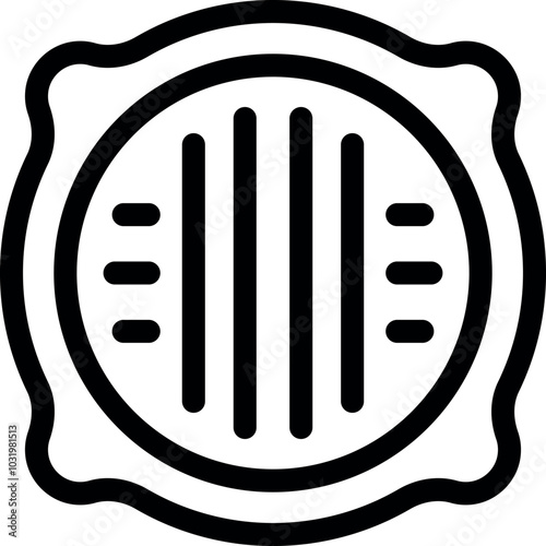 Simple vector icon of a manhole cover with vertical holes, representing urban infrastructure and sanitation