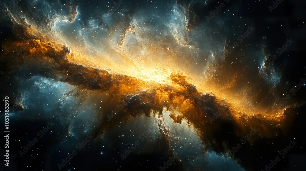 Fototapeta premium Abstract Galaxy Illustration with Stars, Planets and Nebulae