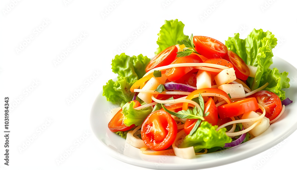 Vegetable salad isolated with white highlights, png Vegetable salad isolated with white highlights, png