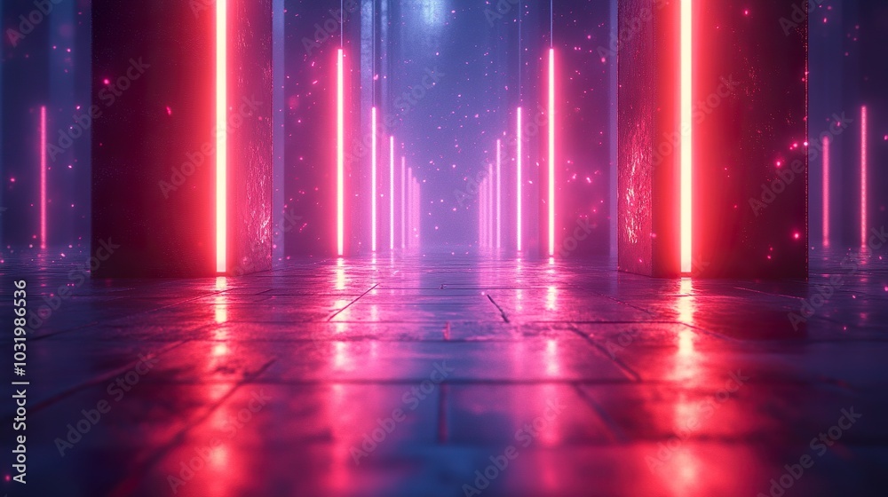 Abstract Neon Lights Design - Dark Background Abstract Neon Lights Design - Dark Background