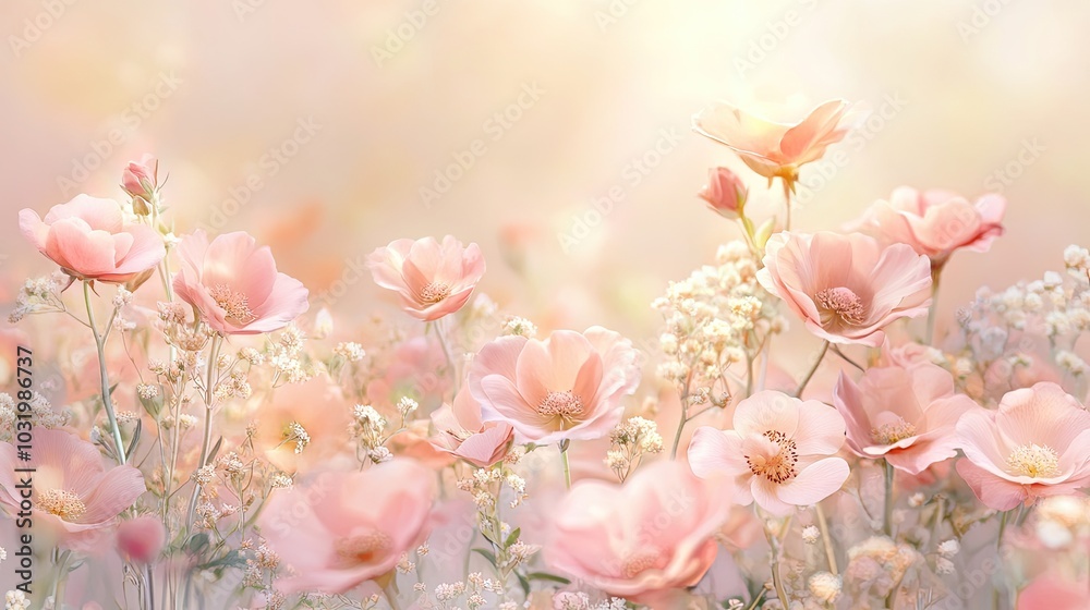 Soft Blossoms in a Serene Floral Landscape Soft Blossoms in a Serene Floral Landscape