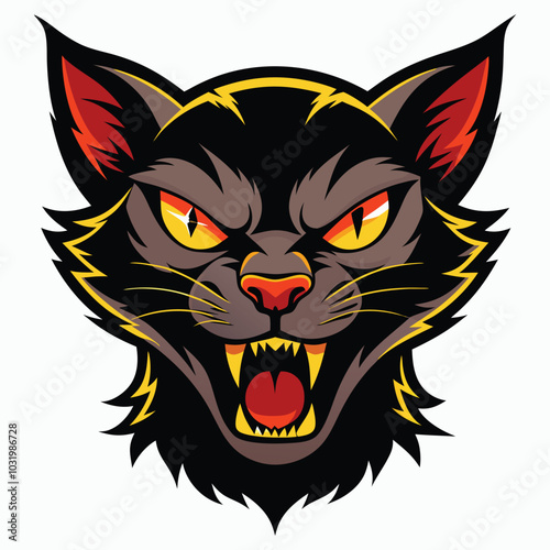 Angry cat sihlouette