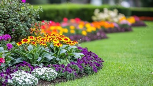 Wallpaper Mural Vibrant Flower Bed in Beautiful Garden Setting Torontodigital.ca