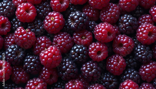 Fresh blackberries pattern on dark background