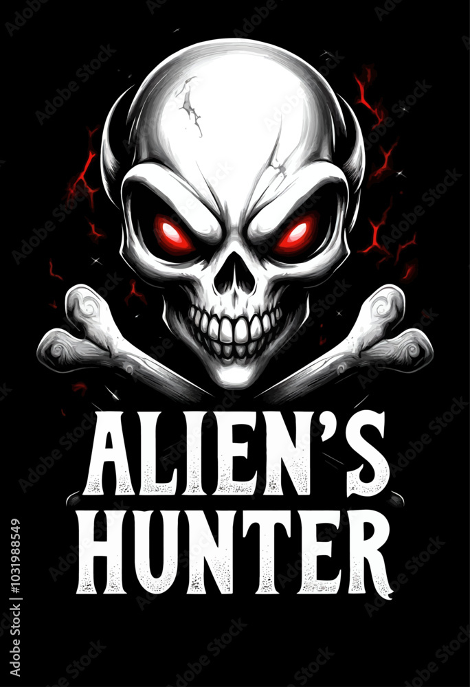 Fototapeta premium Alien Skull with Crossed Bones