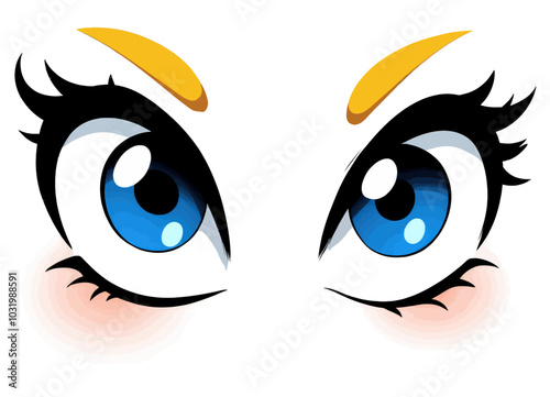 Anime Eyes with Eyeliner and Blush 
