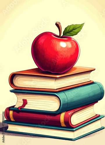 Apple on a Stack of Books 
