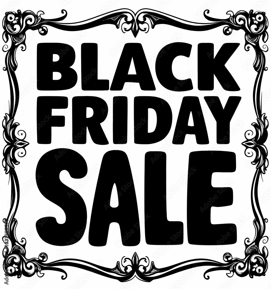 Fototapeta premium Black Friday Sale Sign with Ornate Frame