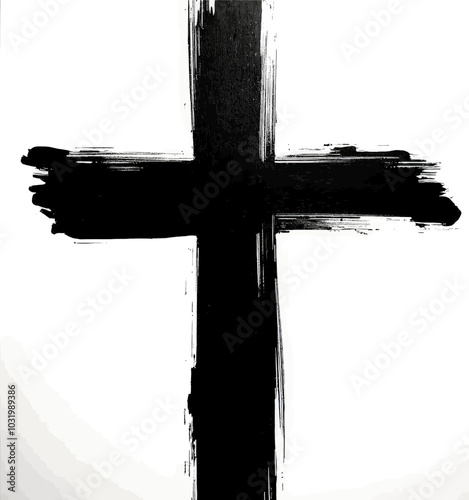 Black Cross Brushstroke Painting  
