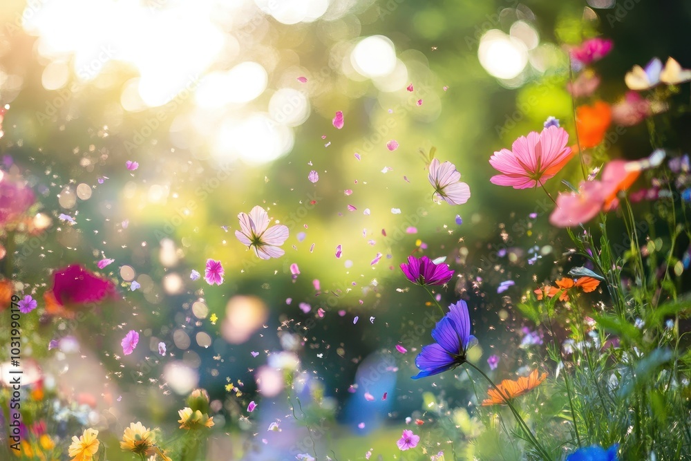 Obraz premium A Vibrant Celebration of Nature Exploring the Beauty of Colorful Flowers in Bloom Under Sunlight's Embrace
