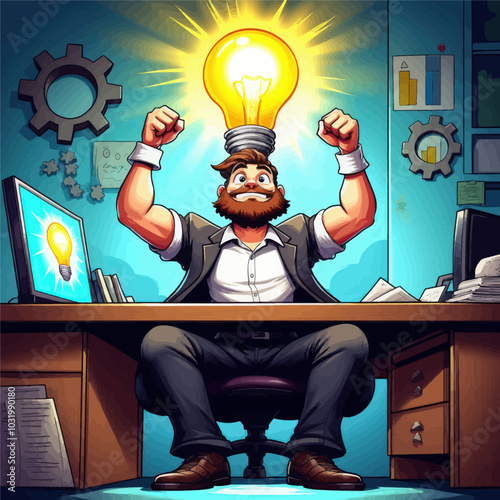 Businessman with Lightbulb Idea  
