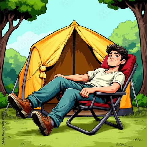Camping Relaxation in the Woods 
