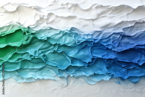Wallpaper Mural Textured waves in blue and green hues Torontodigital.ca