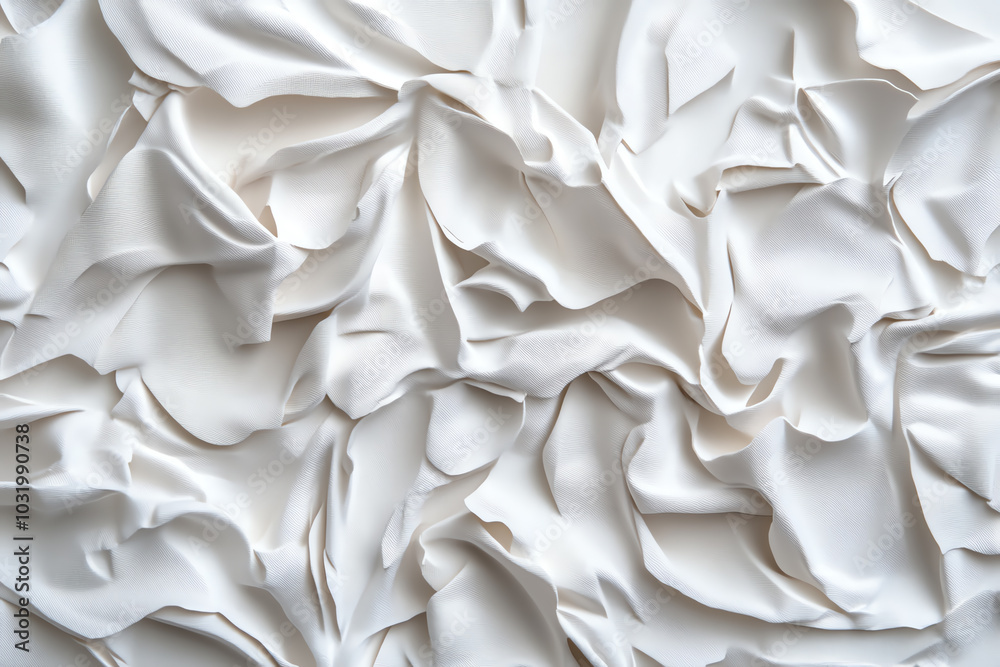 Textured white fabric, soft surface details Textured white fabric, soft surface details