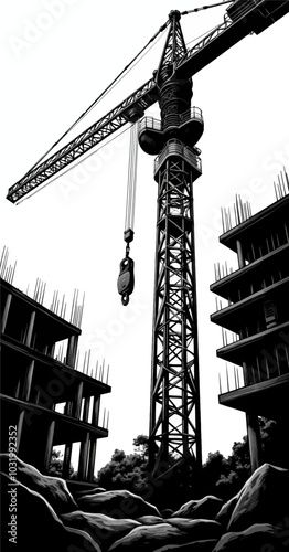 Construction Crane and Buildings 
