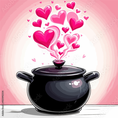 Cooking with Love: Heart-Shaped Steams from Pot

Or, alternatively:

Heart-Shaped Steam from Cooking Pot