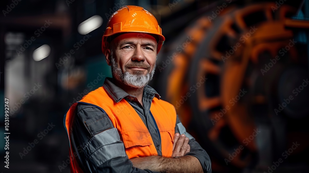 Confident Industrial Worker in Safety Gear Confident Industrial Worker in Safety Gear