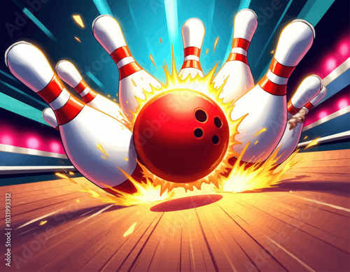Dynamic Bowling Strike with Explosion Effect