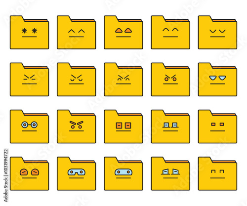 folder emoticon set vector illustration