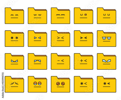 folder emoticon set vector illustration